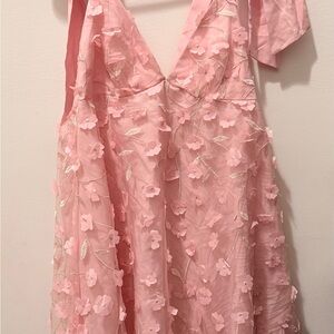 Pink Floral Embroidered Dress